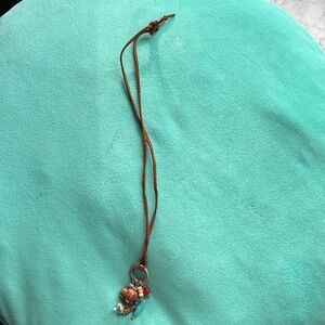Brown Leather Necklace with Beads